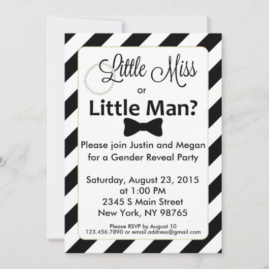 Geschlecht offenbart wenig Miss oder Kleiner Mann Einladung (Vorderseite)