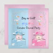 Geschlecht Party Junge oder Mädchen Blau & Rosa Einladung (Vorne/Hinten)