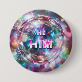 Geschlecht Pronouns Er/Ihm Digitale Kunst Button (Vorderseite)