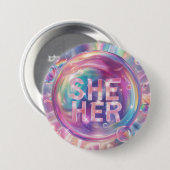 Geschlecht Pronouns Sie/ihre digitale Kunst Button (Vorne & Hinten)