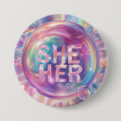Geschlecht Pronouns Sie/ihre digitale Kunst Button (Vorderseite)