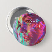 Geschlecht Pronouns Sie/ihre digitale Kunst Button (Vorne & Hinten)
