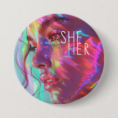 Geschlecht Pronouns Sie/ihre digitale Kunst Button (Vorderseite)