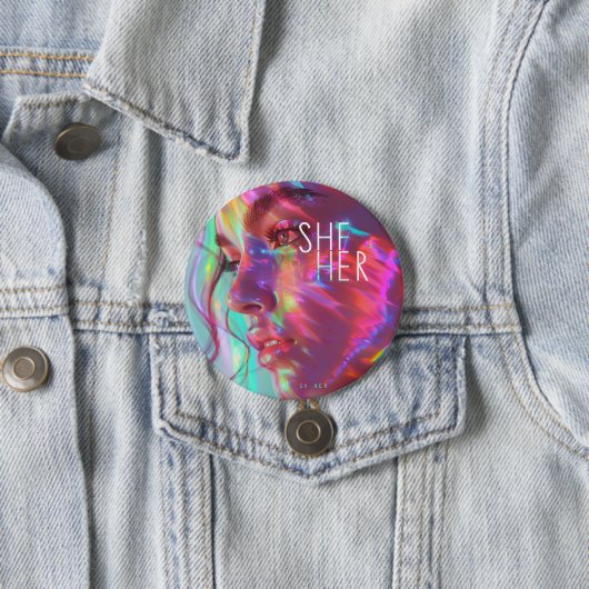 Geschlecht Pronouns Sie/ihre digitale Kunst Button (Beispiel)
