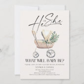 Geschlecht Reveal Boho Baby Stroller Baby Shower Einladung (Vorderseite)