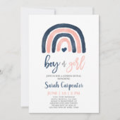 Geschlecht Reveale Regenbogenmarine Blau und rosa Einladung (Vorderseite)