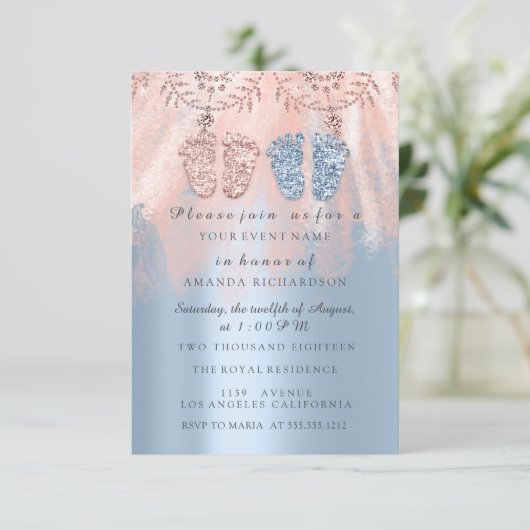 Geschlecht Revival Feet Silver Girl Boy Royal Twin Einladung (Stehend Vorderseite)