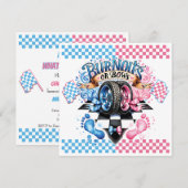 Geschlecht: Rosa und blaue Bögen und Reifen Einladung (Vorne/Hinten)