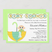 Geschlecht Unbekannte Umbrella Baby Shower Einladung (Vorne/Hinten)