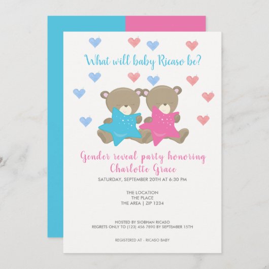 Geschlecht zeigen auf, was Baby mit Baby-Dusche ma Einladung (Vorne/Hinten)