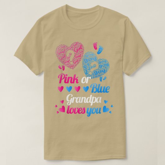 Geschlecht zeigen rosa oder blaue Grandpa-Lieben S T-Shirt (Design vorne)