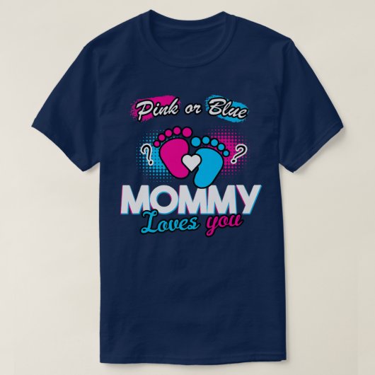 Geschlecht zeigen rosa oder blaue Mami-Lieben Sie T-Shirt (Design vorne)