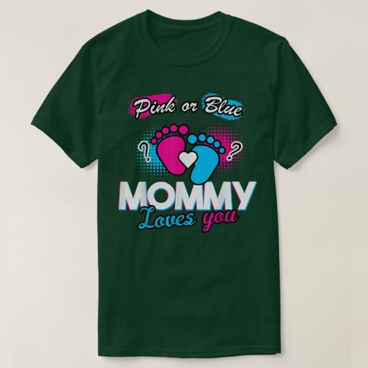 Geschlecht zeigen rosa oder blaue Mami-Lieben Sie  T-Shirt (Design vorne)