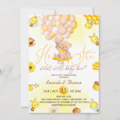 Geschlecht zeigt auf, was Teddy Bear Balloons sein Einladung (Vorderseite)