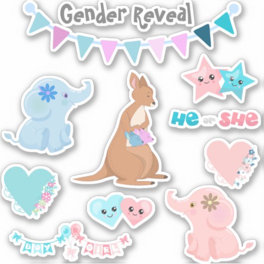 Geschlecht zeigt Baby Pink Blue Set Aufkleber (Vorderseite)