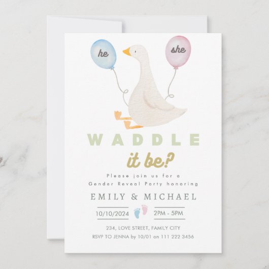 Geschlecht zeigt Baby-Schwangerschaft Wadle Es ist Einladung (Vorderseite)