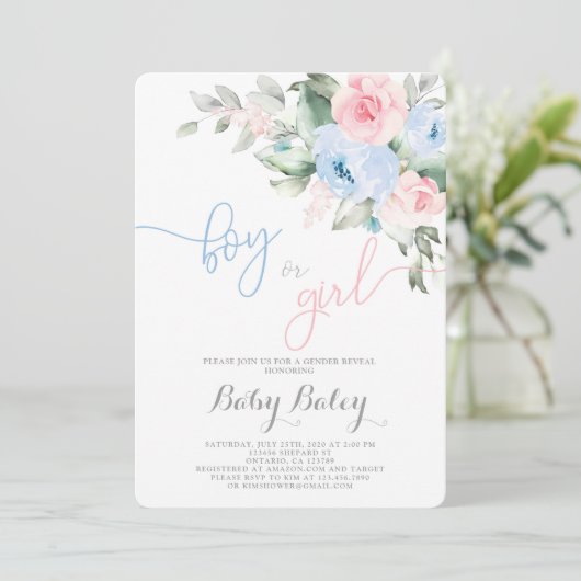 Geschlecht zeigt Babydusche auf Einladung (Stehend Vorderseite)