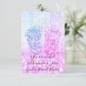 Geschlecht zeigt Babydusche pink blauer Glitzer Fe Einladung (Stehend Vorderseite)