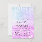 Geschlecht zeigt Babydusche pink blauer Glitzer Fe Einladung (Rückseite)