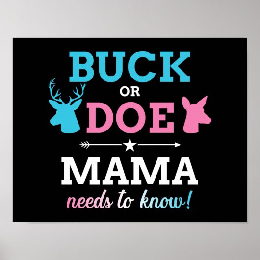 Geschlecht zeigt Buck oder Doe Mama passendes Baby Poster (Vorne)