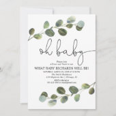 Geschlecht zeigt Eukalyptus Schwarz-weiß einfach Einladung (Vorderseite)