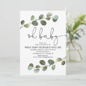 Geschlecht zeigt Eukalyptus Schwarz-weiß einfach Einladung (Stehend Vorderseite)