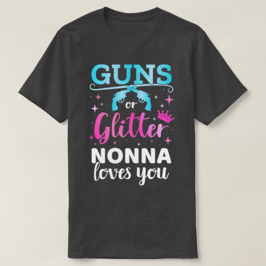 Geschlecht zeigt Gewehre oder Glitzer auf, die dem T-Shirt (Design vorne)