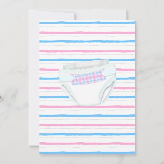 Geschlecht zeigt rosa und blaue Windel Einladung (Rückseite)