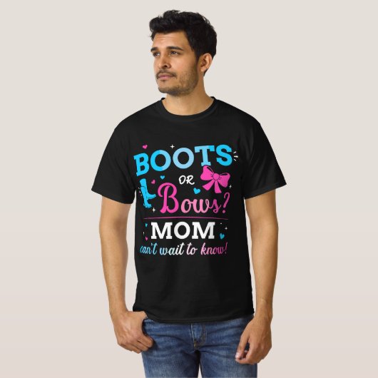 Geschlecht zeigt Stiefel oder Bögen auf Mama passt T-Shirt (Vorne ganz)
