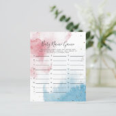 Geschlecht zeigt Wasserfarbe Babyname Duschspiel (Stehend Vorderseite)