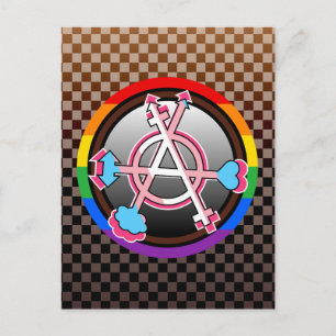 Geschlechter-Anarchie-Symbol, Emblem auf dunklem S Einladungspostkarte