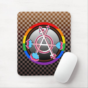 Geschlechter-Anarchie-Symbol, Emblem auf dunklem S Mousepad