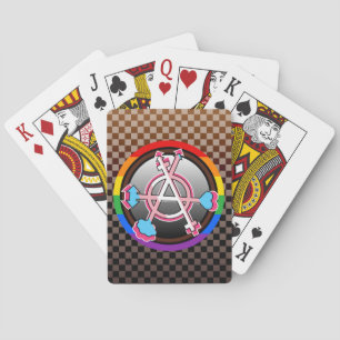 Geschlechter-Anarchie-Symbol, Emblem auf dunklem S Spielkarten