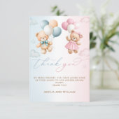 Geschlechter-Enthüllung Danke Karte Teddybär (Stehend Vorderseite)