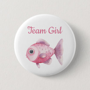 Geschlechterenthüllung beim Angeln - Team Mädchen Button