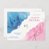 Geschlechterenthüllung, blau oder rosa, er oder si postkarte (Vorne/Hinten)