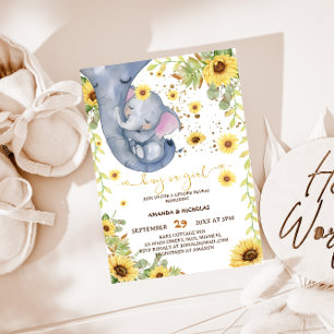 Geschlechterenthüllung Elefant Sonnenblume Boho Ba Einladung