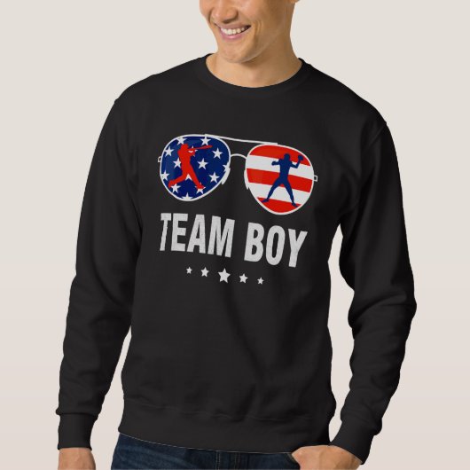 Geschlechterenthüllungsfeier Team Junge mit USA-Fl Sweatshirt (Vorderseite)
