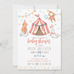 Geschlechterneutrale Babyparty-Einladung für Zirku Einladung