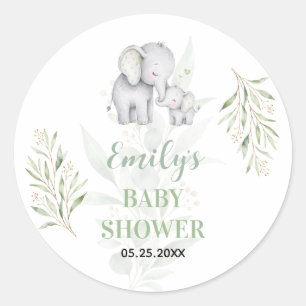 Geschlechterneutrale Elefanten-Eukalyptus-Baby-Par Runder Aufkleber