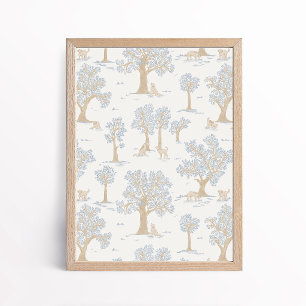 Geschlechterneutrale Hunde-Wald-Nursery-Kunst druc Poster