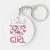 Geschlechteroffenbarung Team Girl Party Set Circle Schlüsselanhänger (Rückseite)