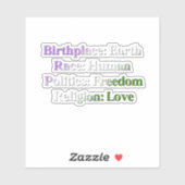 Geschlechterverhältnis - aufkleber (Blatt)