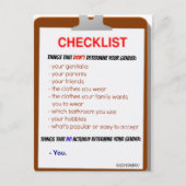 Geschlechts-Checkliste Postkarte (Vorderseite)