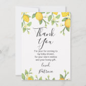 Geschlechts-danken neutrale Zitronen-Babyparty Einladung (Vorderseite)