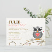 Geschlechts-neutrale Eulen-Babyparty-Einladung Einladung (Stehend Vorderseite)