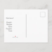 Geschlechts-neutrale Geburts-Mitteilung Ankündigungspostkarte (Rückseite)