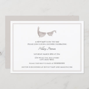 Geschlechts-neutrale Wal-Aquarell-Babyparty Einladung