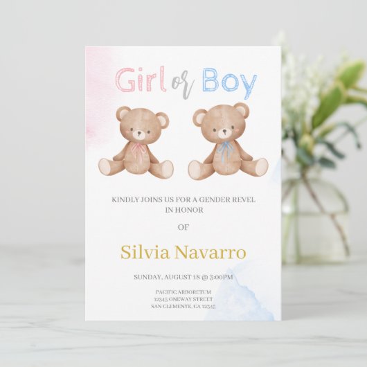 Geschlechtsankündigung Einladung (Stehend Vorderseite)