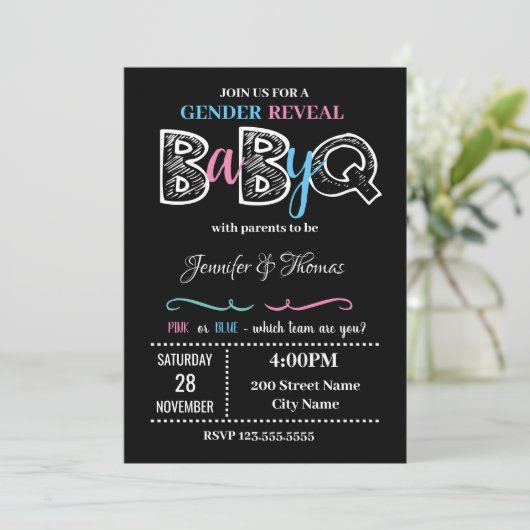 Geschlechtsankündigung Einladung (Stehend Vorderseite)